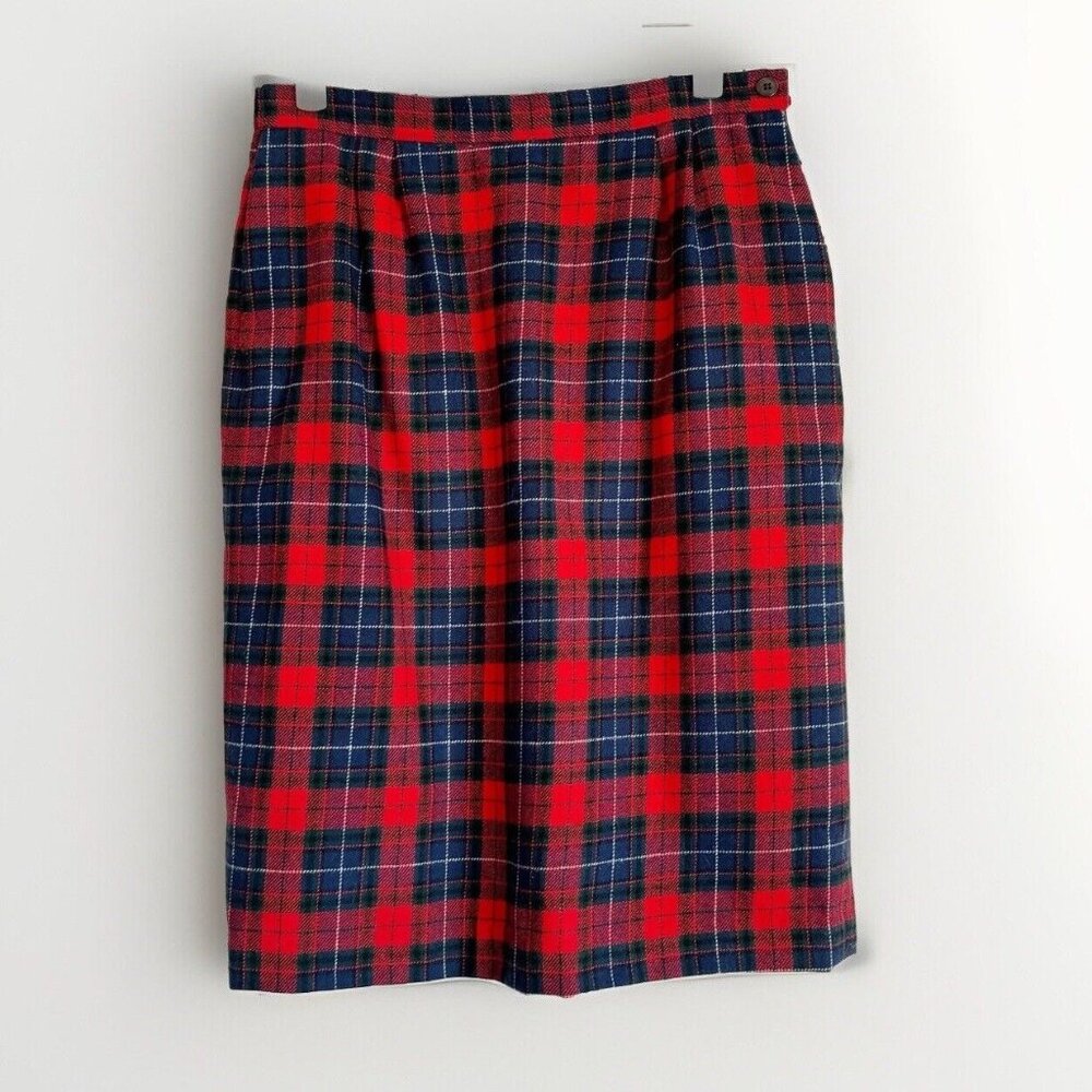 Vintage Pendleton Women’s 8 Red Plaid Manson Tartan Pure Virgin Wool Skirt USA